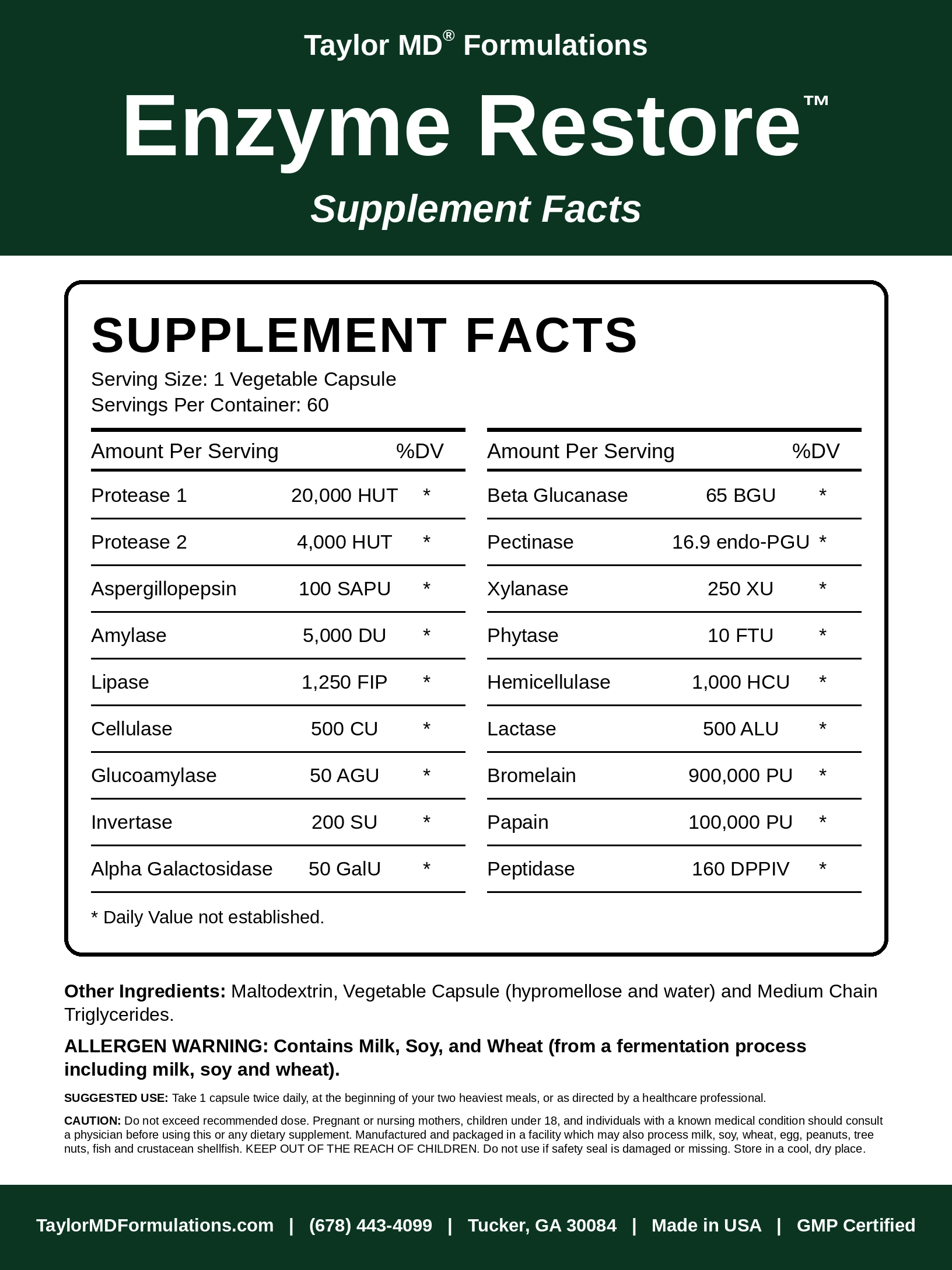Enzyme Restore™ — supplement facts
