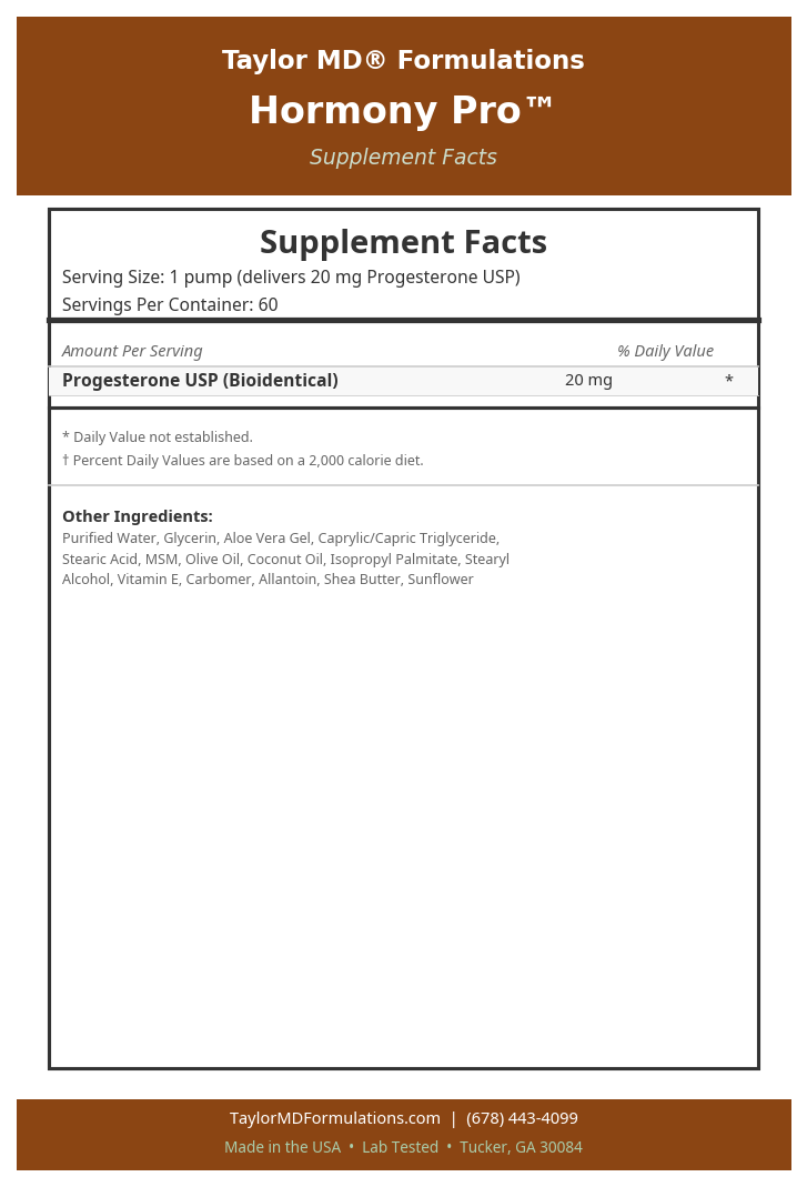 Hormony Pro™ — supplement facts