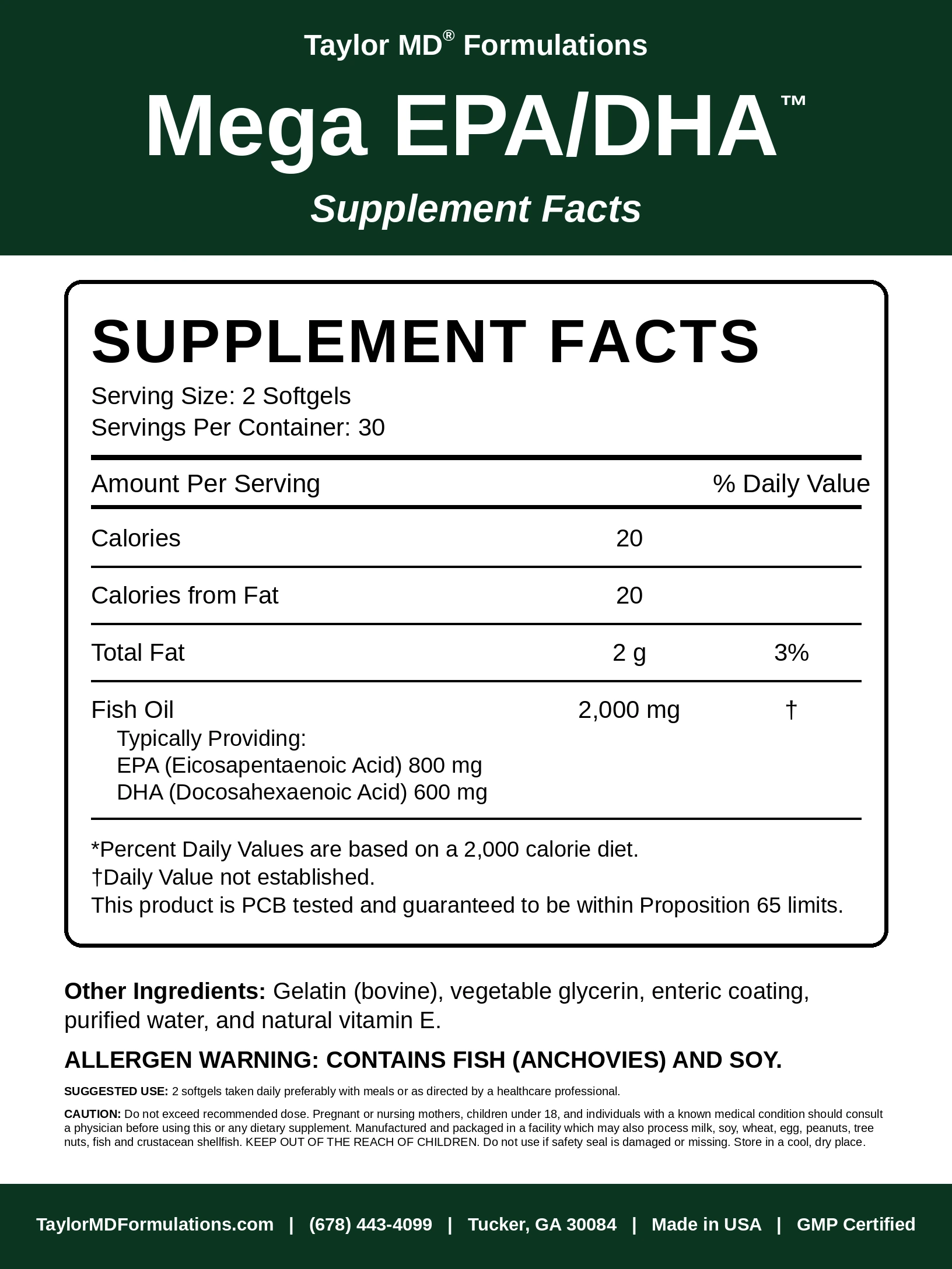 Mega EPA/DHA™ — supplement facts