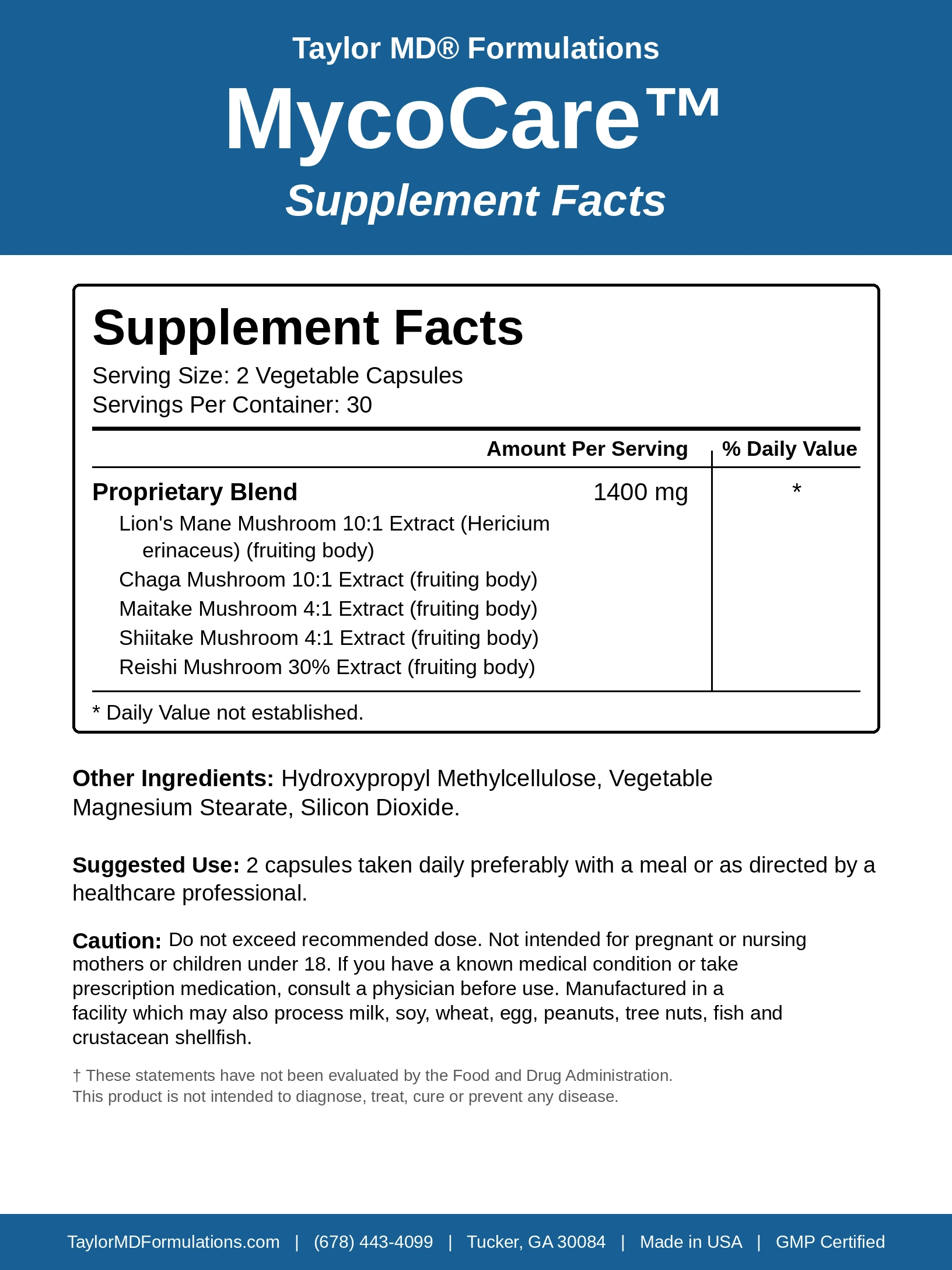 MycoCare™ — supplement facts