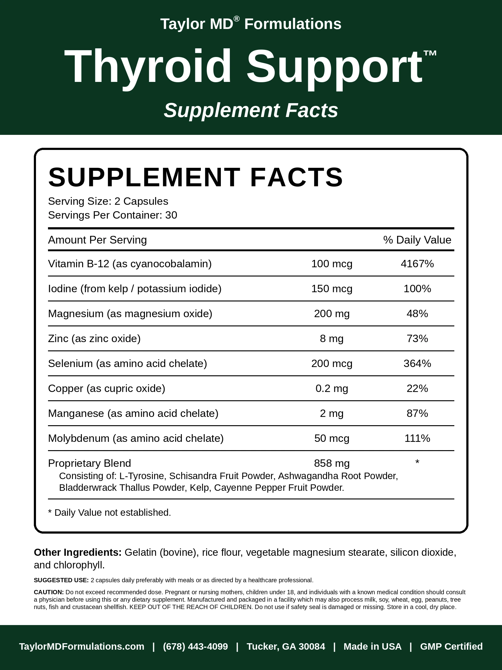 Thyroid Support™ — supplement facts
